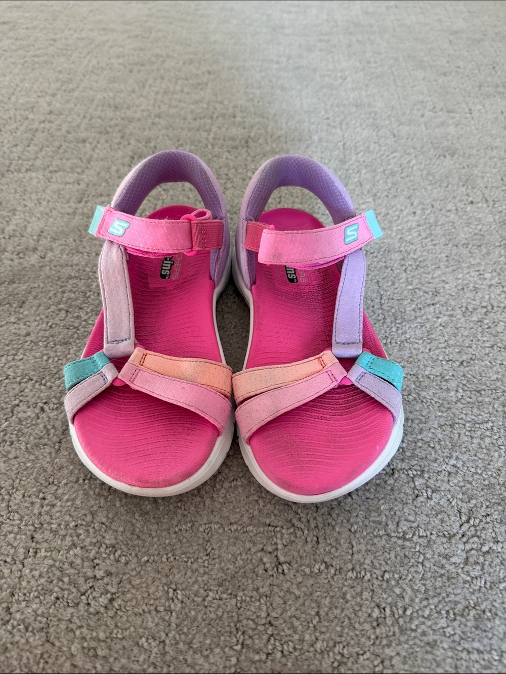 Sketchers Kids Pink Multi-Color Sport Sandals - Comfortable Straps
